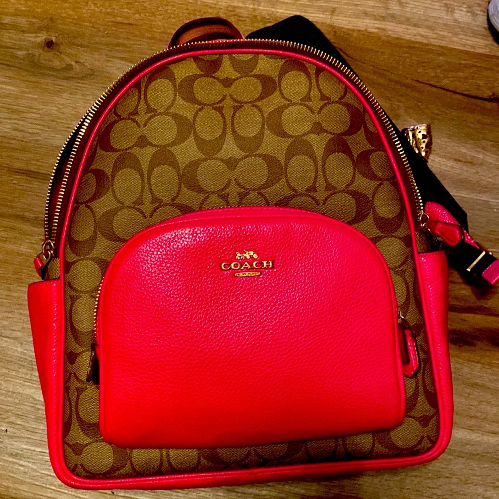 Coach Backpack with hot pink accents
